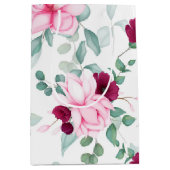 ピンク色のエレガントフローラ ミディアムペーパーバッグ (正面)