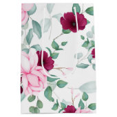 ピンク色のエレガントフローラ ミディアムペーパーバッグ (裏面)