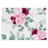 ピンク色のエレガントフローラ ラージペーパーバッグ (正面)