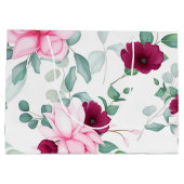 ピンク色のエレガントフローラ ラージペーパーバッグ (裏面)