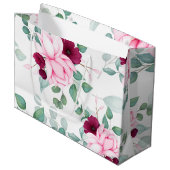 ピンク色のエレガントフローラ ラージペーパーバッグ (正面アングル)