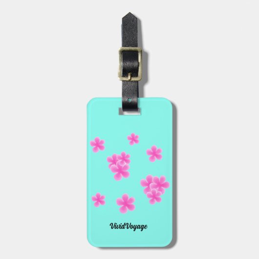 ピンク色のエレガントモダン模様 ラゲッジタグ (正面縦)