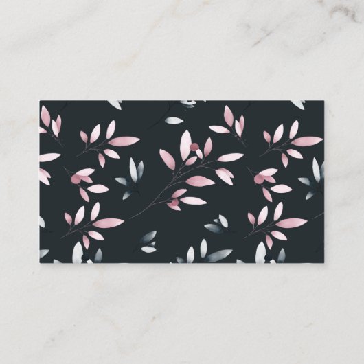 ピンク色のエレガント水色フローラエスコートカード プレイスカード (裏面)