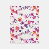 ピンク色のエレガント紫の蘭の模様 フリースブランケット (正面)