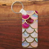ピンク色のオパール虹色の人魚はかりで測 キーホルダー (正面)