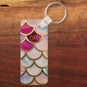 ピンク色のオパール虹色の人魚はかりで測 キーホルダー (裏面)