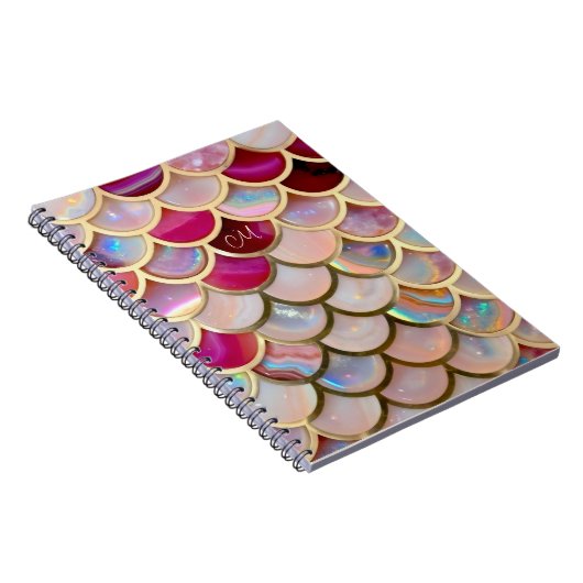 ピンク色のオパール虹色の人魚はかりで測 ノートブック (右側)