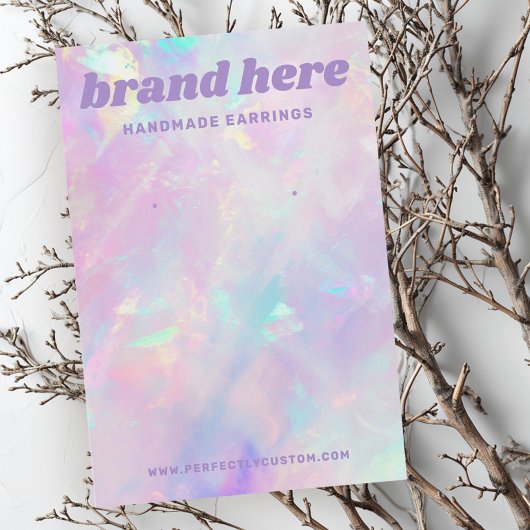 ピンク色のオパール調のイヤリングカード