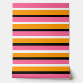 ピンク色のオレンジストライプ色の横線 壁紙