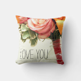 ピンク色のオレンジ色のウエディングフラワーカスタマイズ クッション
