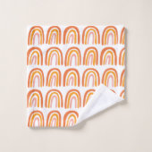 ピンク色のオレンジ色のレインボーパターン バスタオルセット (ウォッシュタオル)