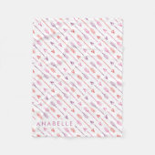 ピンク色のオレンジ色の紫色の矢印 フリースブランケット (正面)