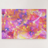 ピンク色のオレンジ色の赤の銀河系の宇宙星 ジグソーパズル (横)