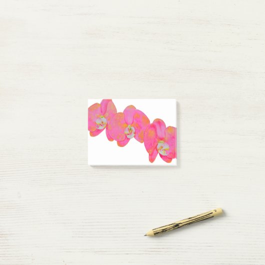 ピンク色のオーキッド絵画の熱帯フローラ ポストイット (デスク上)