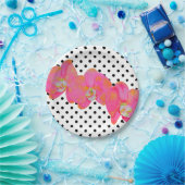 ピンク色のオーキッド絵画ズ |水玉模様 ペーパープレート (パーティー)