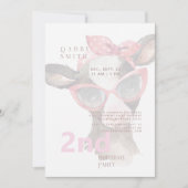 ピンク色のカウピンクに誕生日の眼鏡 招待状 (正面)