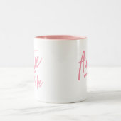 ピンク色のカッコいい文字へ ツートーンマグカップ (中央)