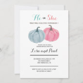 ピンク色のカボチャ彼または彼女が性別で明かす 招待状 (正面)