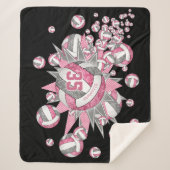 ピンク色のガーリーバレーボールパーソナライズされたスター シェルパブランケット (正面)