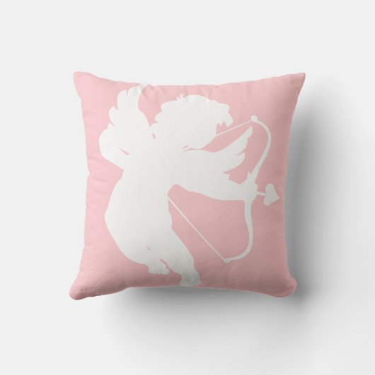 ピンク色のキューピッドのシルエット装飾用クッション クッション (裏面)