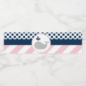 ピンク色のクジラの赤ちゃんシャワー水ボトルラベル ペットボトルラベル (シングルラベル)