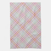 ピンク色のクラシック緑エレガントの格子模様 キッチンタオル (縦)