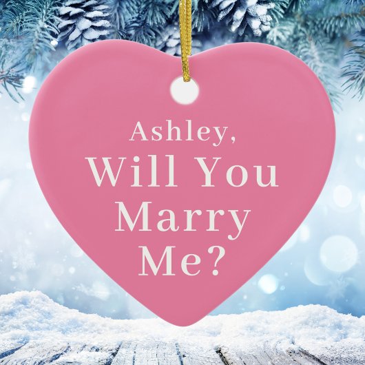 ピンク色のクリスマスの提案を私と結婚して セラミックオーナメント