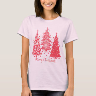 ピンク色のクリスマスツリー Tシャツ