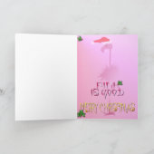 ピンク色のクリスマスフラミンゴ3 シーズンカード (内部)