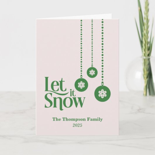 ピンク色のクリスマス カード (正面)