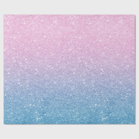 ピンク色のグラデーショングリッターベビー性別の表示 ラッピングペーパー (フラット)