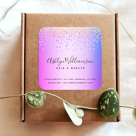 ピンク色のグラデーションパープルサロンメイクアップモダン家 スクエアシール