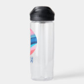 ピンク色のグラデーション名学校文字o ウォーターボトル (背面)