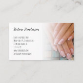 ピンク色のグラデーション白い爪、 ネイルによるカスタム文字写真 名刺 (裏面)