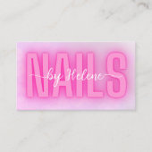 ピンク色のグラデーション白い爪、 ネイルによるカスタム文字写真 名刺 (正面)