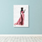 ピンク色のグラマー・キャット キャンバスプリント (インサイチュ (ウッドフロア))