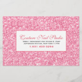 ピンク色のグリッタープリント爪、 ネイルのメニュー一覧 チラシ (裏面)