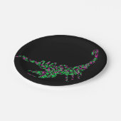 ピンク色のグリーンスコーピアンが飛び散絵を描った ペーパープレート (アングル)