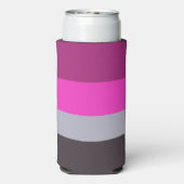 ピンク色のグレーと濃くミュートされた紫のストライプ色パターン スリム缶クーラー (Seltzer裏面)
