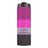 ピンク色のグレーと濃くミュートされた紫のストライプ色パターン タンブラー (正面)