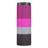 ピンク色のグレーと濃くミュートされた紫のストライプ色パターン タンブラー (裏面)