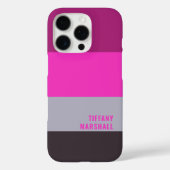 ピンク色のグレーと濃くミュートされた紫のストライプ色パターン Case-Mate iPhoneケース (裏面)