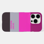 ピンク色のグレーと濃くミュートされた紫のストライプ色パターン Case-Mate iPhoneケース (裏面 (横))