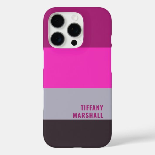 ピンク色のグレーと濃くミュートされた紫のストライプ色パターン Case-Mate iPhoneケース (裏面)