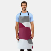 ピンク色のグレーと白 エプロン (着用した状態)