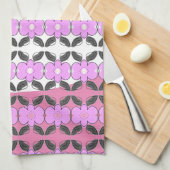 ピンク色のグレーと白 キッチンタオル (四つ折り)