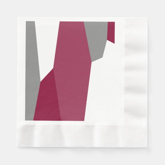 ピンク色のグレーと白 縁ありランチョンナプキン (正面)
