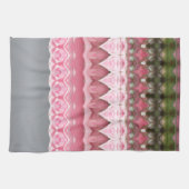 ピンク色のグレーと緑 キッチンタオル (横)