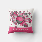 ピンク色のグレーのガーリースポーツデカールのバスケットボールパンアウト クッション (裏面)