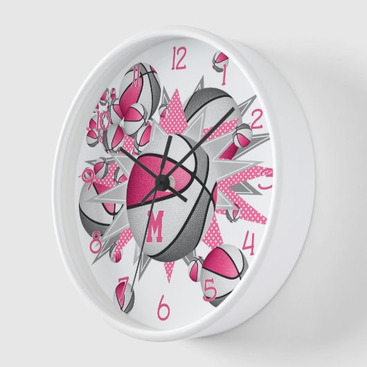 ピンク色のグレーのスポーツルームのデッキボールの星 壁時計 (傾斜)